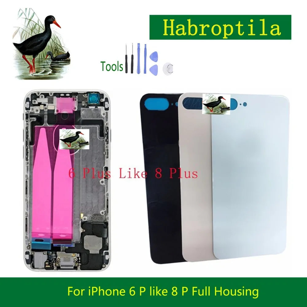 Goedkoop 5 Stks partij Voor iphone 6 Plus zoals iphone 8 Plus Stijl Terug midden Chassis Volledige Behuizing Vergadering Batterij Cover met Flex Cabl