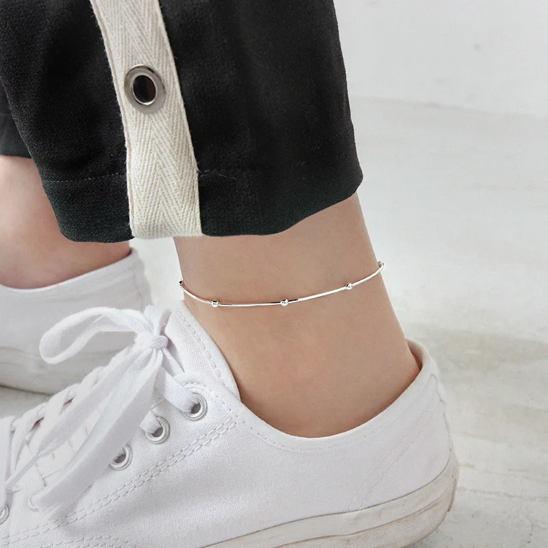 Louleur 925 Sterling Silver Round Bead Snake Chain Anklets Simple Jewelry For Woman Fine Jewelry Louleur 925 Sterling Silver Round Bead Snake Chain Anklets Simple Jewelry For Woman Fine Jewelry