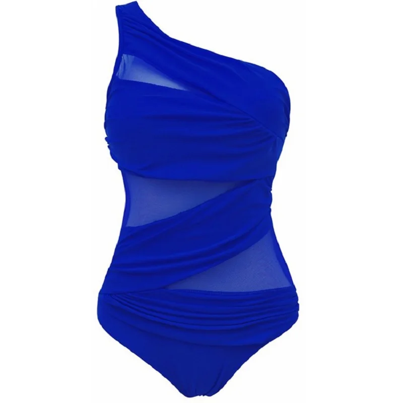 MUXILOVE Plus Size Women Lace Swimwear One Piece Swimsuit Mesh One ...