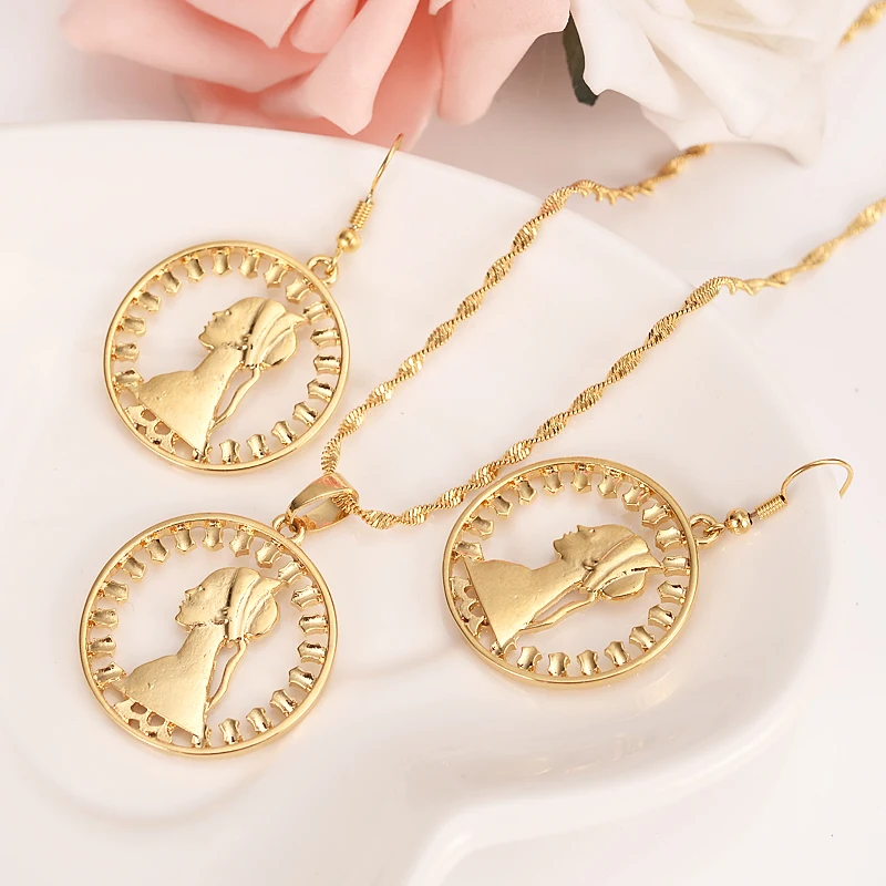 Gold Italian Earrings Pendant Necklace Jewelry 500 Lira Earrings Pendant Necklace Jewelry