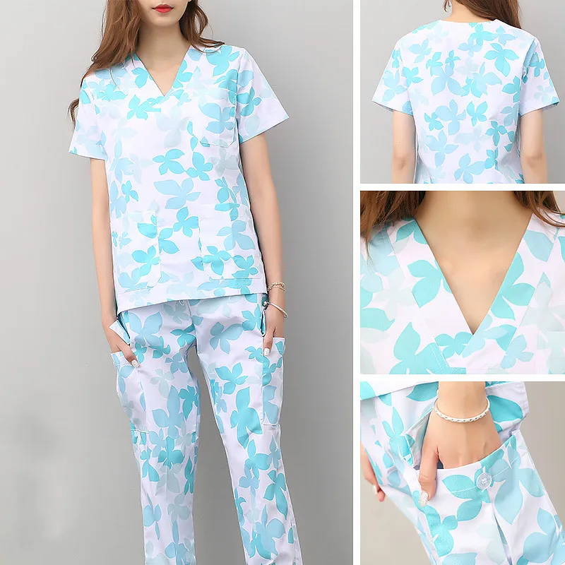 

Sleeve Yuesao service nurse dress up female dentist oral cotton Korean uniform brush hand coat Laundry suit split suit shor