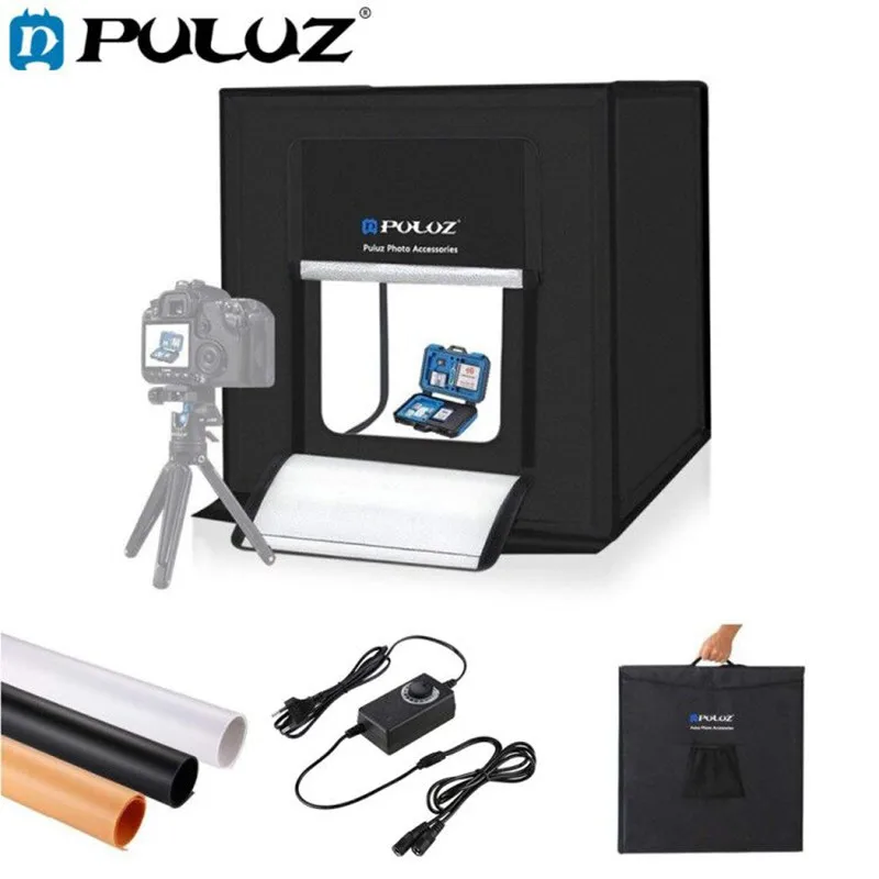 

PULUZ 60*60cm 24 Light Box Foldable Studio Box Softbox Lightbox 60W White Light Box Mini Photo Studio Shooting Tent Box Kits
