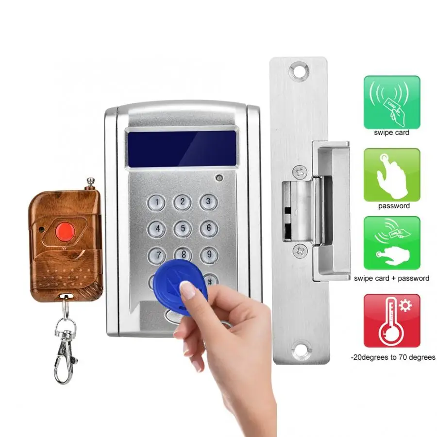 Комплекты контроля доступа 008ID RFID система контроля доступа двери комплект без пульт дистанционного управления с блокировкой кнопка выхода 10 брелоки RFID замок
