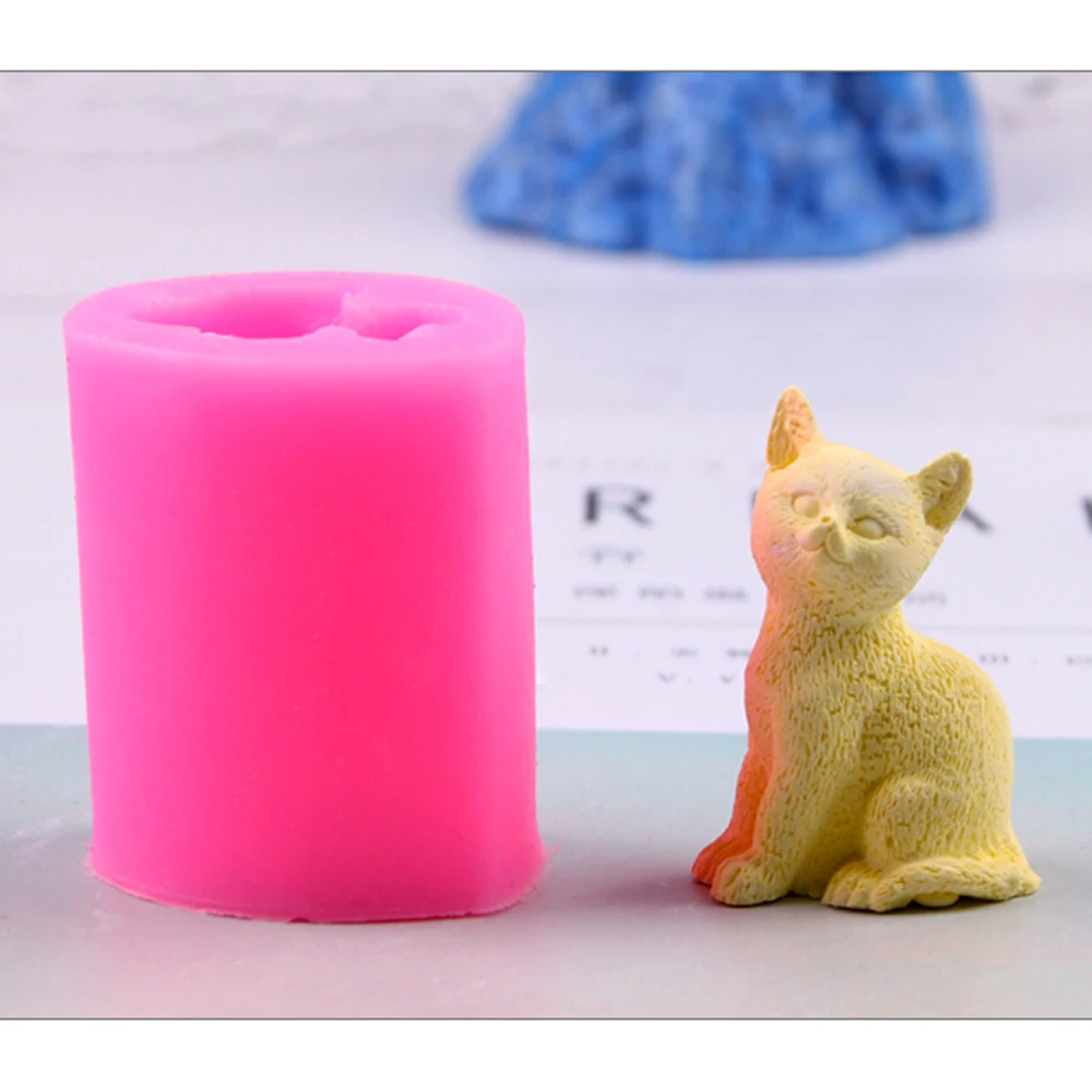3D стоящая силиконовая форма в виде кота шоколадного торта, форма для украшения свечей, форма для мыла, инструмент для моделирования, декоративное искусство, аксессуары