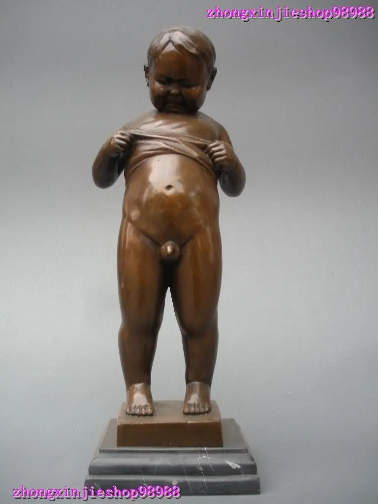 

17"Bronze Marble Belgium Patriotic Pee boy Art statue