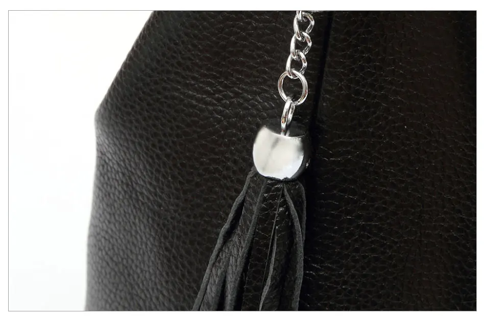 couro genuíno moda feminina mensageiro bolsa borlas