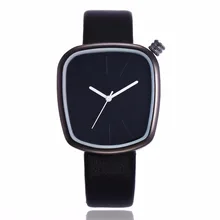 High Quality Women Special Square Pebble Leather Dress Strap Minimalist Quartz Casual Black White 30M Waterproof Wrist Watch
