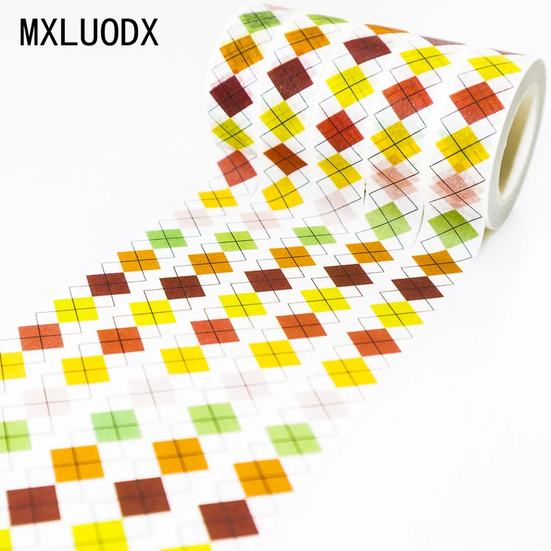 Decor Washi Tape Set Sticky Cute Colored Checker Pattern Masking Paper