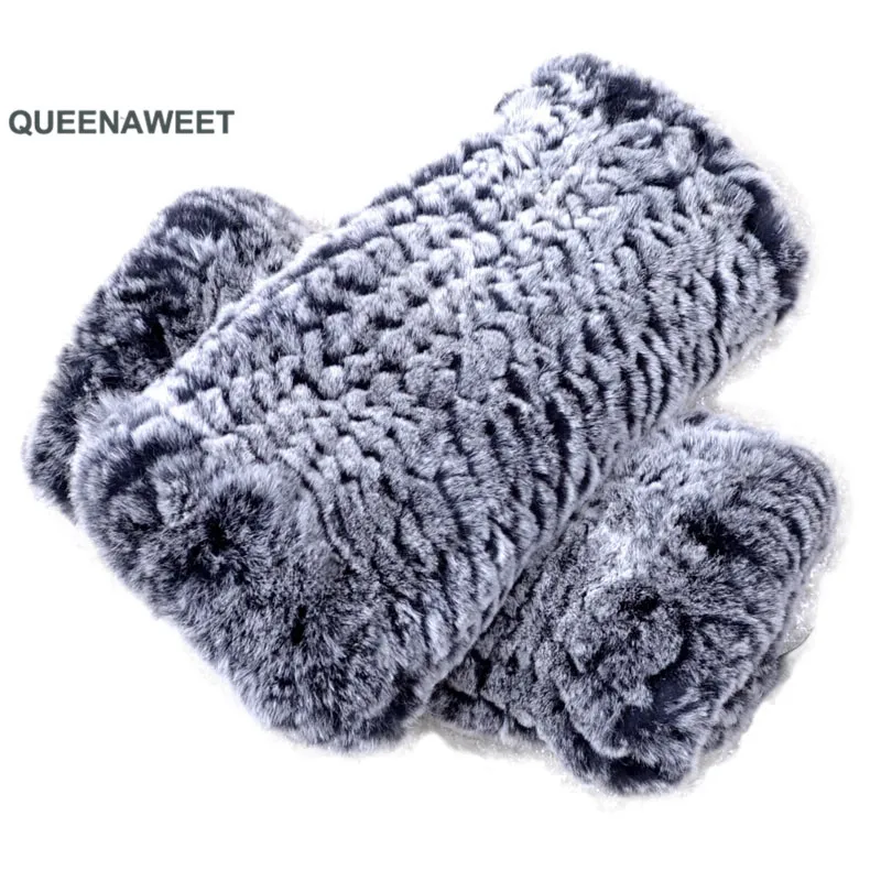 

003 2019 New Genuine Real Rex Rabbit Fur Gloves Good Women Knitted Rabbit Fur Mittens Lady Real Rex Rabbit Fur Gloves