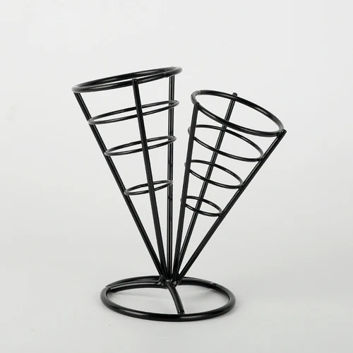 Держатель из нержавеющей стали для яиц вафельница французская подставка для картофеля фри конус Корзина держатель - Цвет: double