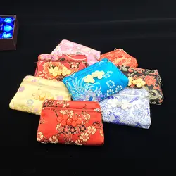 Маленькие женские двойная молния кошелек шелковой парчи мешок ювелирных изделий Подарочная упаковка китайский узел Малый Craft Сумки