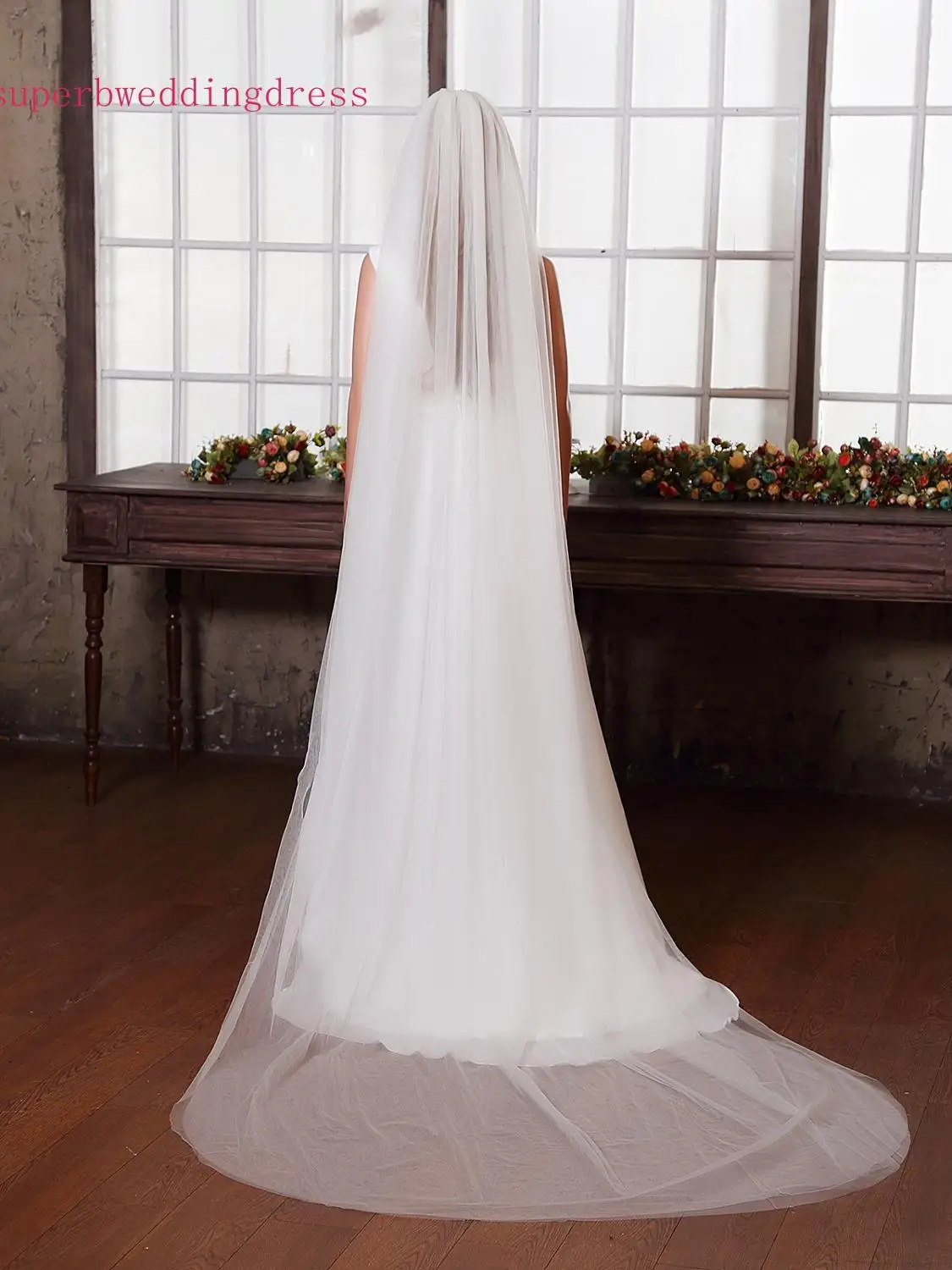 Длинная простая свадебная вуаль 3 метра, 2 слоя Мягкого Тюля простая Фата для невесты, голова для невесты с расческой