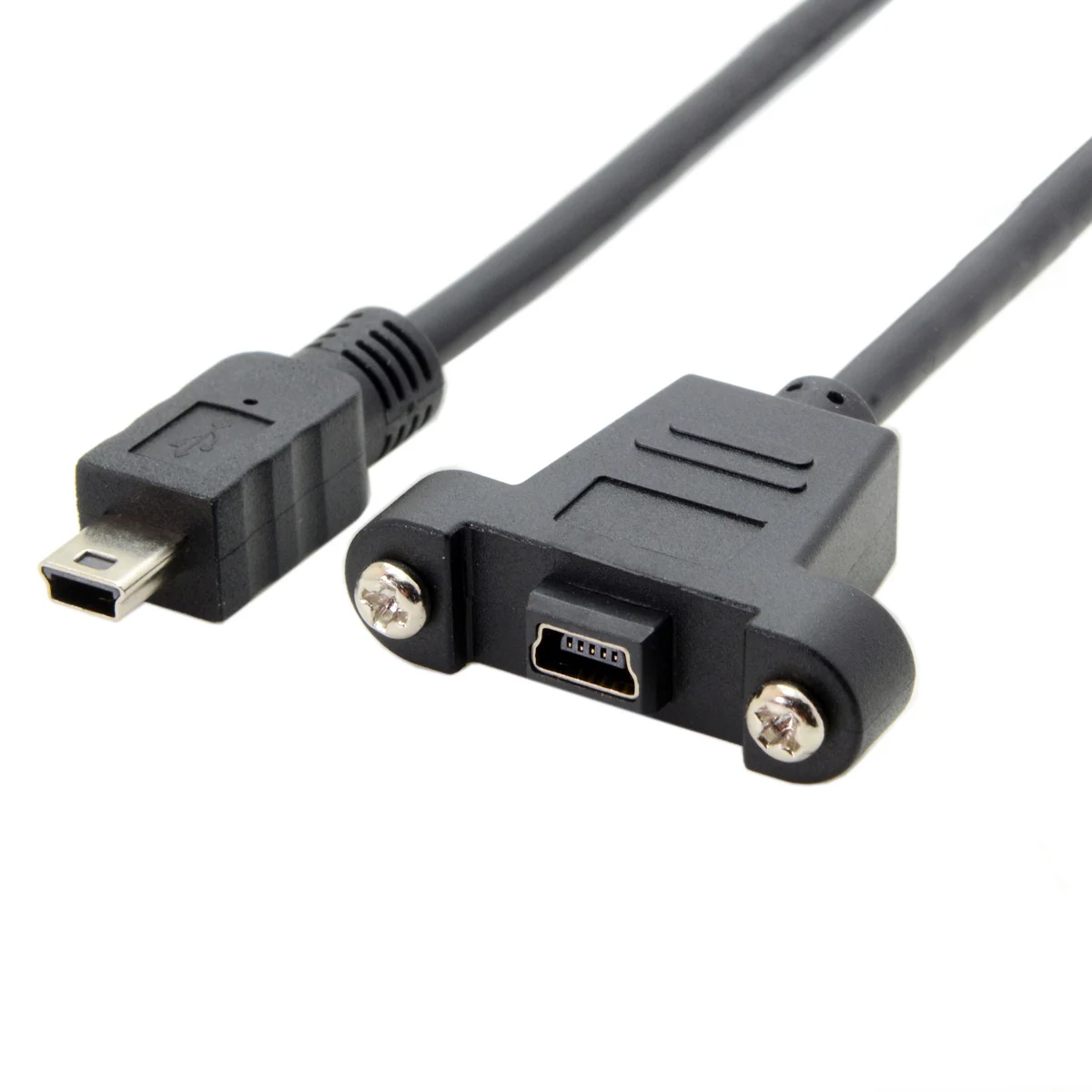 

50cm 3M 5M Mini USB 5Pin Male to Female Panel Mount Type Extension Adapter Cable with Screws Black