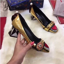 YIFSION New Fashion Spring Summer Women Pumps Square Toe Slip On Crystal Chunky High Heel Ladies Pumps Party Shoes Woman YIFSION New Fashion Spring Summer Women Pumps Square Toe Slip On Crystal Chunky High Heel Ladies Pumps Party Shoes Woman