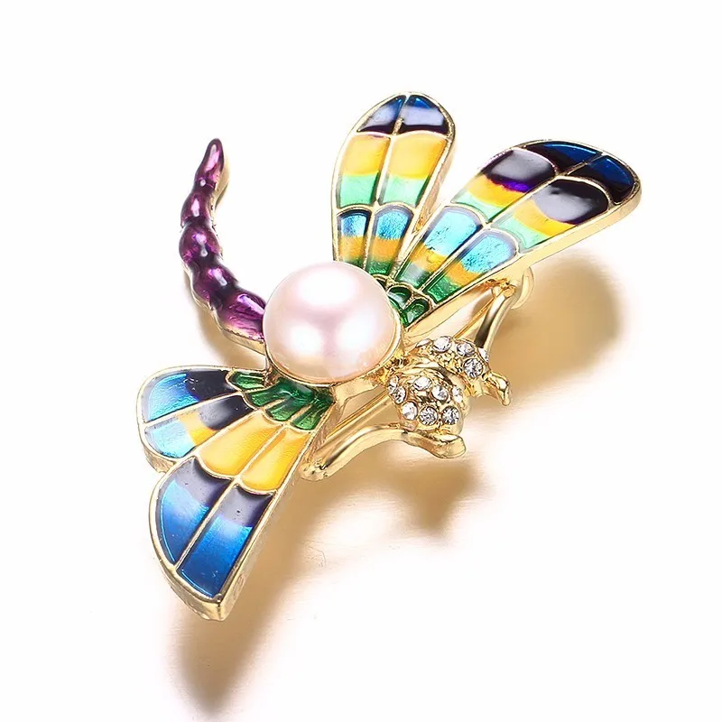 HENGSHENG натуральный Ювелирные изделия из жемчуга брошь Цвет ful Dragonfly Броши для Для