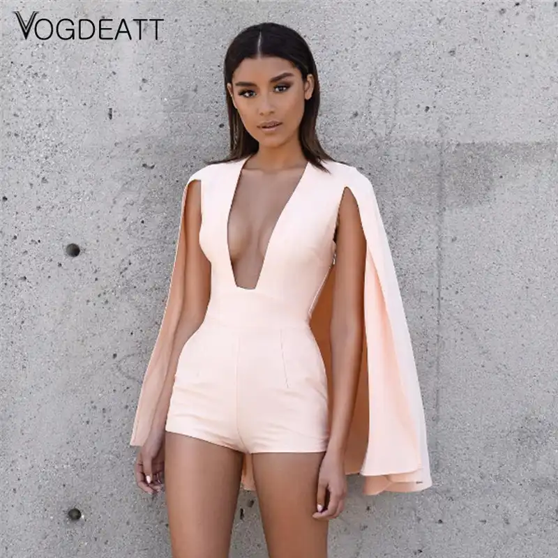 deep v neck jumpsuit womens