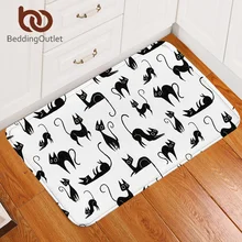 Постельные принадлежности Outlet мультяшный ковер для детей, для девочек, для спальни, нескользящий коврик для пола с изображением животных, милый коврик для двери с принтом кошек, черный и белый tapete