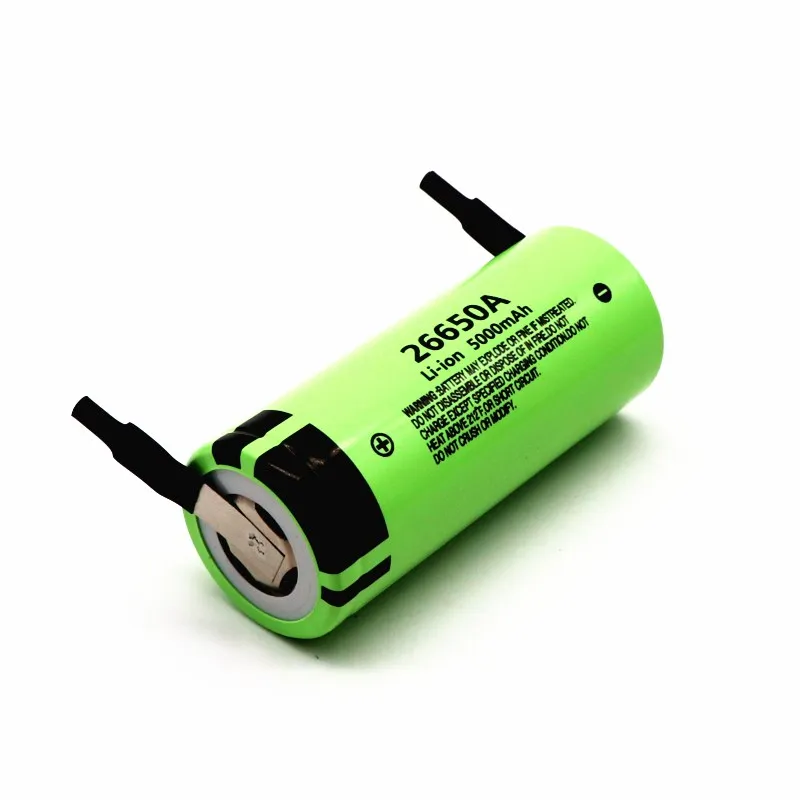 2 шт аккумулятор для Panasonic 26650A 3,7 V 5000 mAh высокой емкости 26650 литий-ионная аккумуляторная батарея+ DIY никель