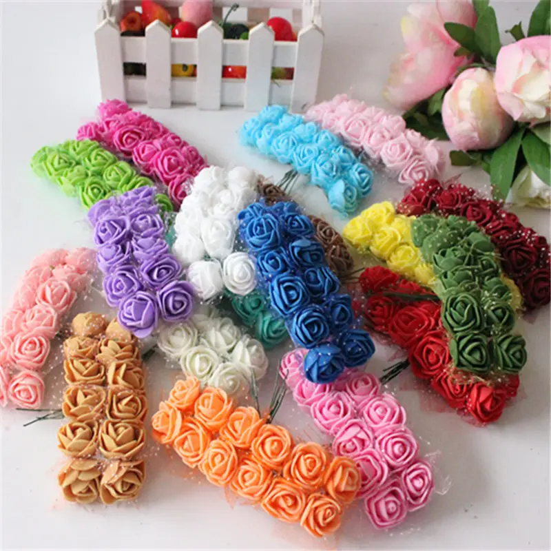 

12pcs/lot artificial rose foam flower for Wedding garden home decoration DIY Pompom Wreath Decorative Bridal Flower Fake Flower