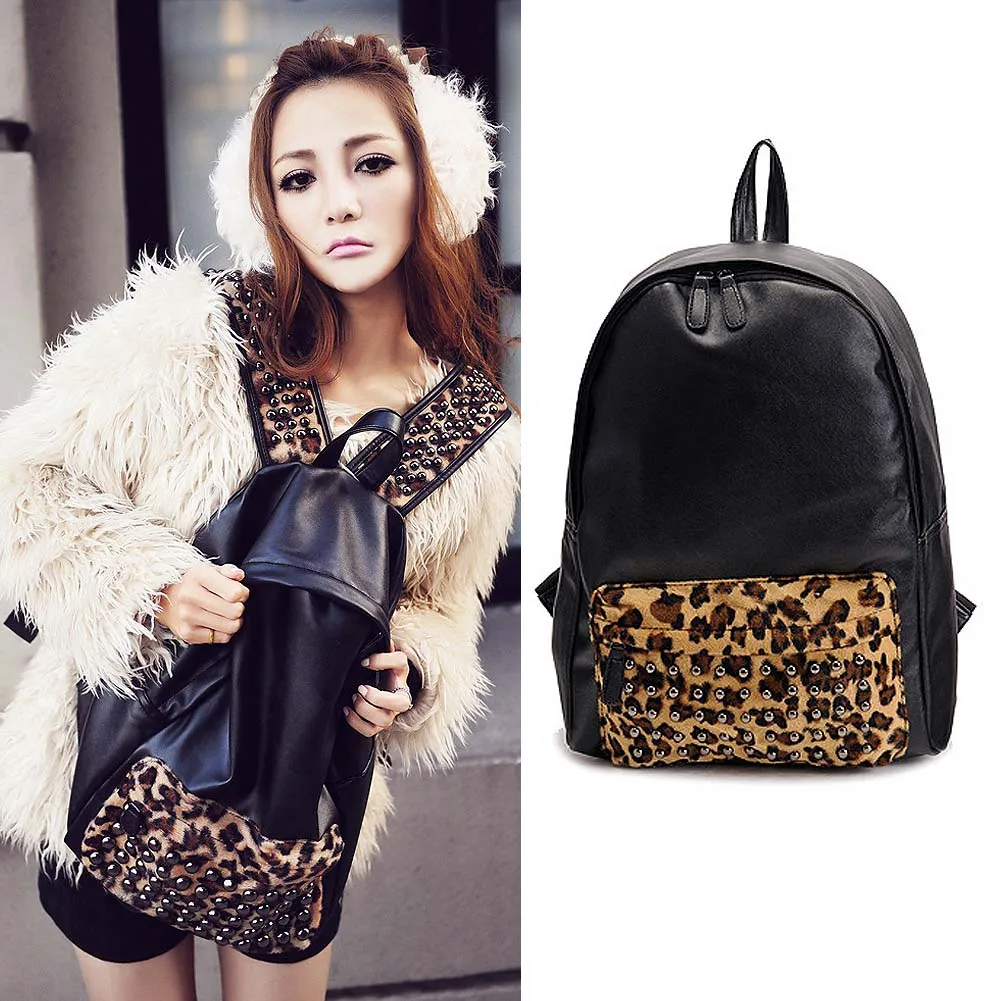 Most Popular Europe And America Leopard Grain Pentagram Backpack Student Package Tour Bag Retro Wave Leopard