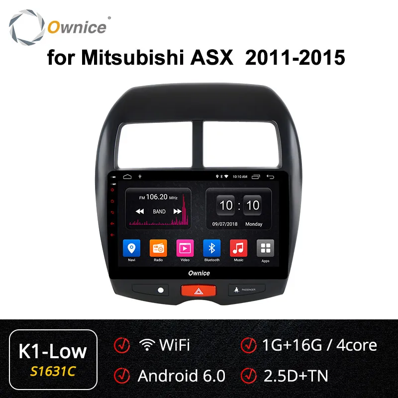 Ownice K1 K2 Android 8,1 2 din автомагнитолы DVD плеер с gps-навигатором Системы поддерживает DVD формат 4G для Mitsubishi ASX 2011 2012 2013 - Цвет: S1631 K1-Low