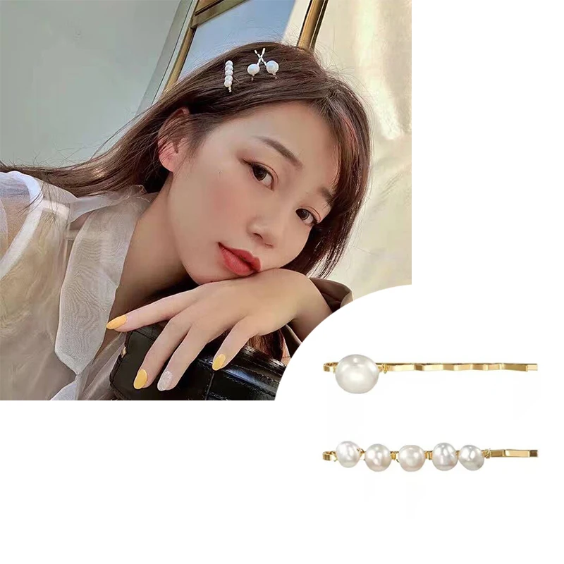 

MENGJIQIAO 2019 Japan Korean New Elegant Freshwater Pearl Hairpins Clips Women Bride Barrettes Jewelry Party Hair Accessories