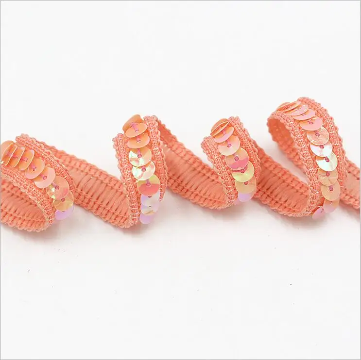 5 Ярд блестками стрейч кружево Аппликация вышитые плетеные сетчатые ленты кисточка отделка группа кружево с блестками шнур шитье украшения - Цвет: Flesh Pink