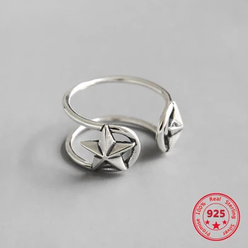

925 SterlingSilver Ring Retro Old Five-pointed Star Female Open Personality Ring