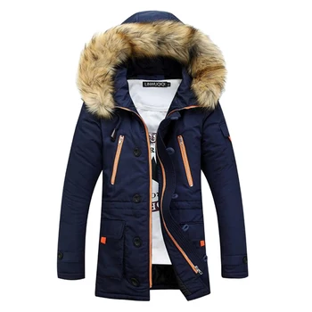 

Parka Men Coats Winter Jacket Men Plus Size Thicken Fur Hooded Outwear Warm Coat Top Blue Casual Mens Coat Veste Homme Tops 3xl