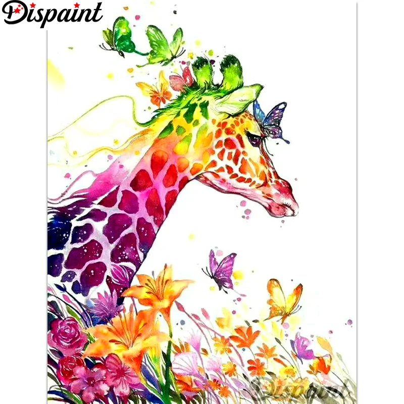 

Dispaint Full Square/Round Drill 5D DIY Diamond Painting "Giraffe butterfly" 3D Embroidery Cross Stitch Home Decor Gift A12411