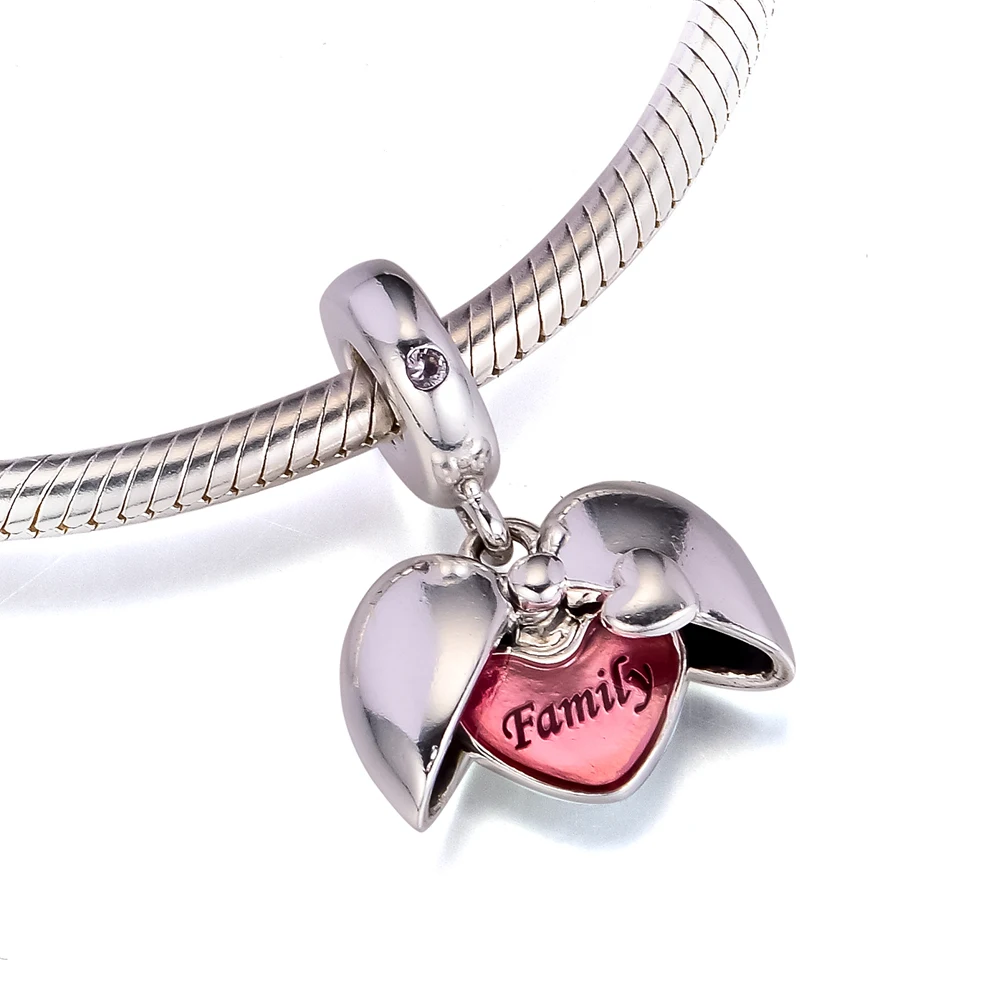 Heart Shape Family Locket Dangle Charm 