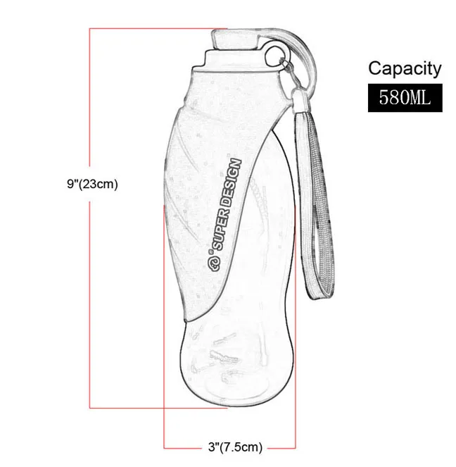 Sudui 650Ml Sport Portable Pet Dog Water Bottle Expandable Silicone Travel Dispenser Pet Cat Dog Bowl Feeder Tray For Drinking  (2)