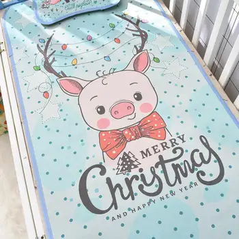 

Baby Cartoon Cool Mat Ice Silk Mat With Pillow Set Air Conditioning Sleeping Mattress Summer Baby Falling Asleep