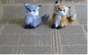 

about 7x7cm squatting fox model,polyethylene&furs handicraft Figurines home decoration toy gift a2554