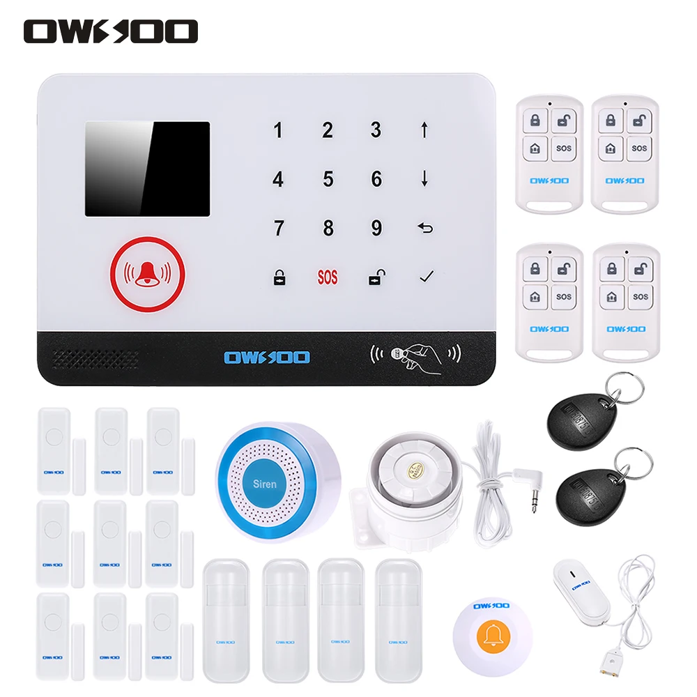 

OWSOO Wireless Wifi Alarm Security System 433MHz Water Door Sensor LCD Display APP Remote Control Home Burglar Alarm Security