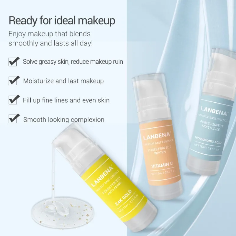 2019 Makeup Base Essence Makeup Primer VC 24K Gold Hyaluronic Acid Face Primer Pores Shrink Moisture Oil-Control Brighten