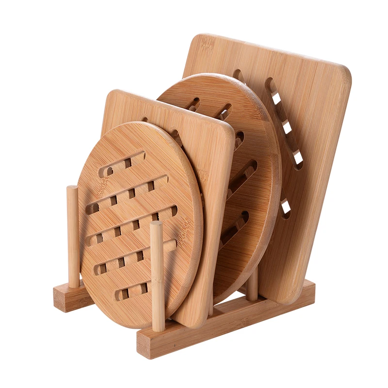 Бамбуковые кухонные бамбуковые термостойкие подставки Trivet Натуральный Бамбуковый Набор ковриков для горячих блюд/кастрюль/чаша/чайник/Горячие прихватки