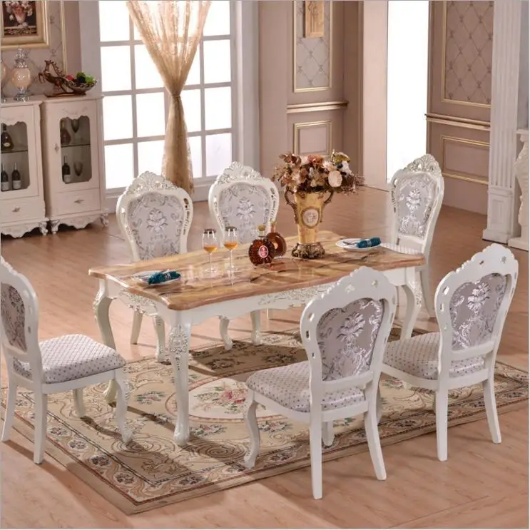 Modern Style Table 100% Solid Wood Italy Style Luxury Dining Table Set 6 chairs o1128