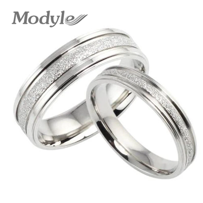 

Fashion Jewelry High Quality 316L Stainless Steel Rings Silver-Color Dull Polish Circle Couple Ring Wedding Ring Engagement Ring