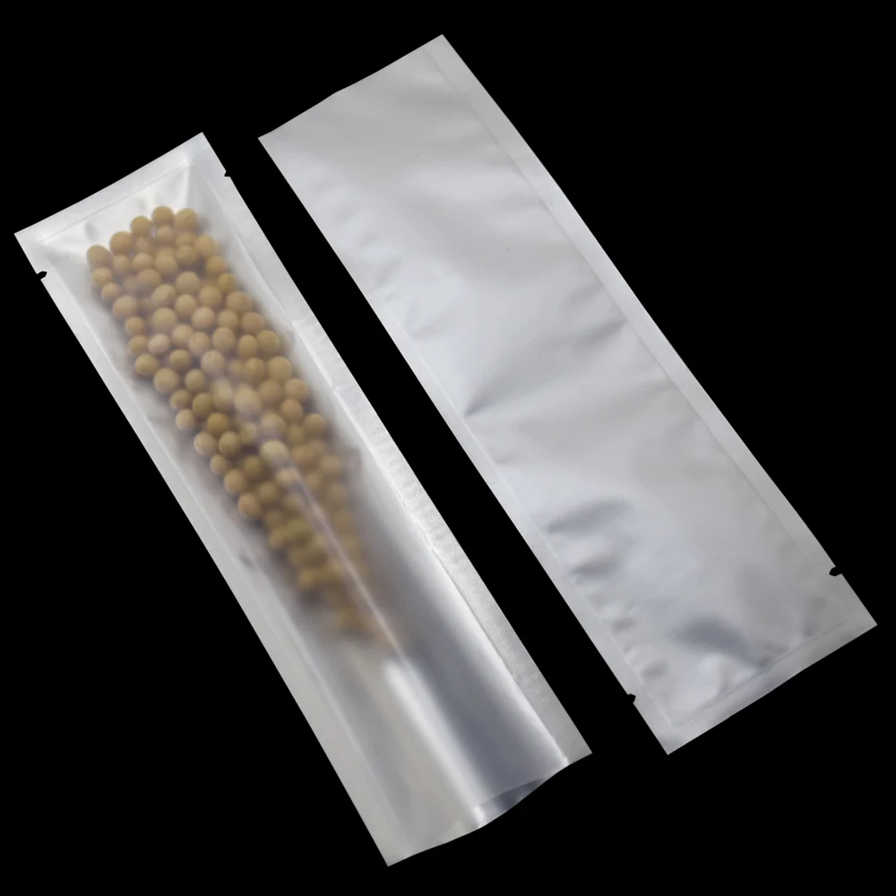 5.5*18cm Matte Clear Metallic Package Bags Heat Sealable Pouches Translucent Plastic Pure Aluminum Foil Open Top Bags 100Pcs 2