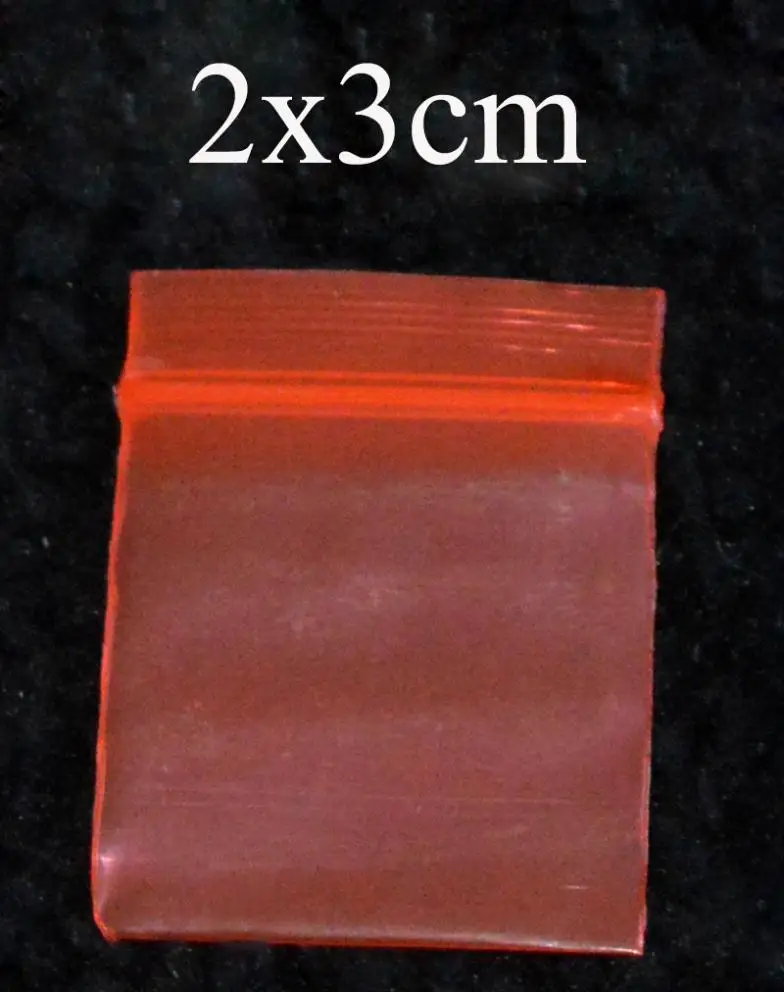 2x3 см 0." х 1.2", 1000 шт./лот, красный Мини Самоуплотняющаяся упаковки мешок PE чехол на молнии пользовательские маленький размер pe сумка