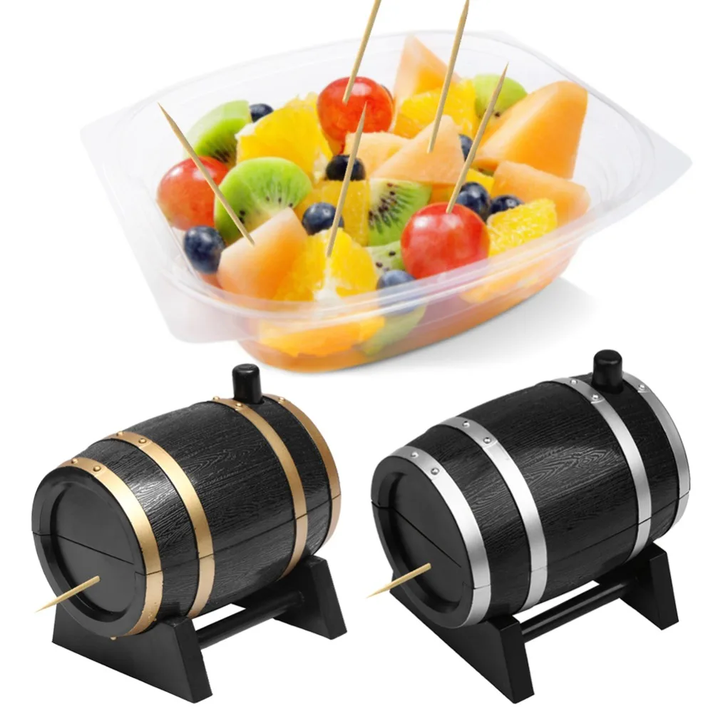 

Automatic Toothpick Box Container Creative Wine Barrel Toothpick Storage Box Toothpick Dispenser Tableware Home Decor
