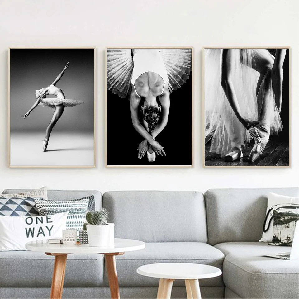 

HD Prints Pictures Nordic Style Ballet Dancer Poster Modular Black Whiter Painting Canvas Fresh Home Wall Art Living Room Decor