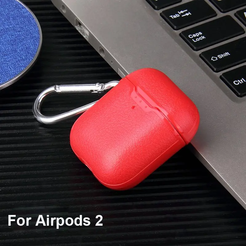 Red For Airpods 2 Для гарнитура для Airpods чехол личи кожаный узор мягкий ТПУ Bluetooth беспроводной Чехол для наушников для Airpods 2 Беспроводная зарядка коробка - Цвет: Red For Airpods 2