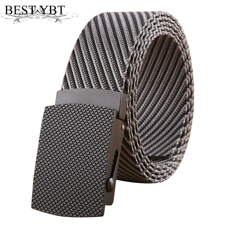 Best YBT Unisex Nylon belt New fashion Alloy smootn buckle men belt casual sport trend cowboy
