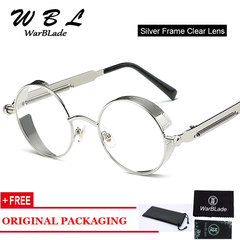 

WarBLade High quality clear fashion gold round frames eyeglasses for women vintage round glasses frames for men male nerd metal