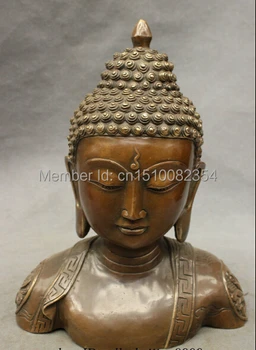 

10" Chinese Bronze Copper Buddhism Shakyamuni Sakkyamuni Statue Buddha Head Set