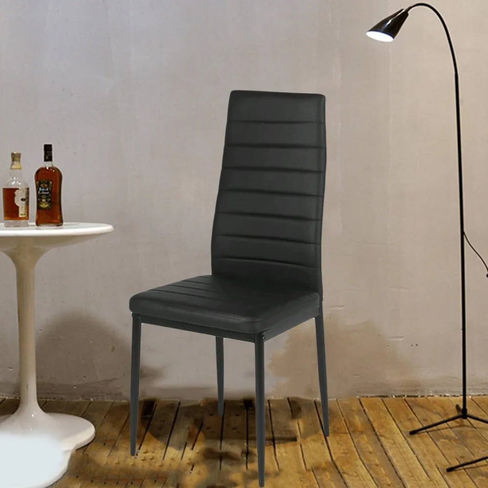 

(ShipFrom DE) New Modern Upholstered Chair Stripe Padded Loft Lounge Stool 6 PCS Dining Chairs Comfortable Dining Room Furniture