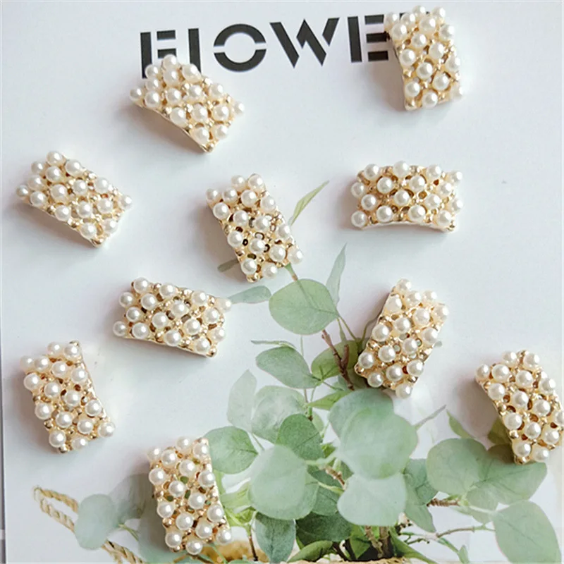 

10pcs/lot 18mm*9mm Arch Gold Diamond Pearl Rhinestone Buttons for Clothing Diy Handmade Hair Bow Necklace Jewelry Accessories