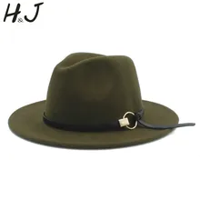 Шерсть для женщин и мужчин Outback Fedora Шляпа с модная лента широкий джазования с полями церковный Крестный отец сомбреро джаз шляпа размер 56-58